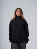 BLACK QUARTER-ZIP SWEATSHIRT