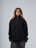 BLACK QUARTER-ZIP SWEATSHIRT