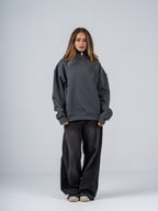 CHARCOAL QUARTER-ZIP SWEATSHIRT