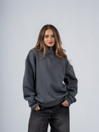 CHARCOAL QUARTER-ZIP SWEATSHIRT