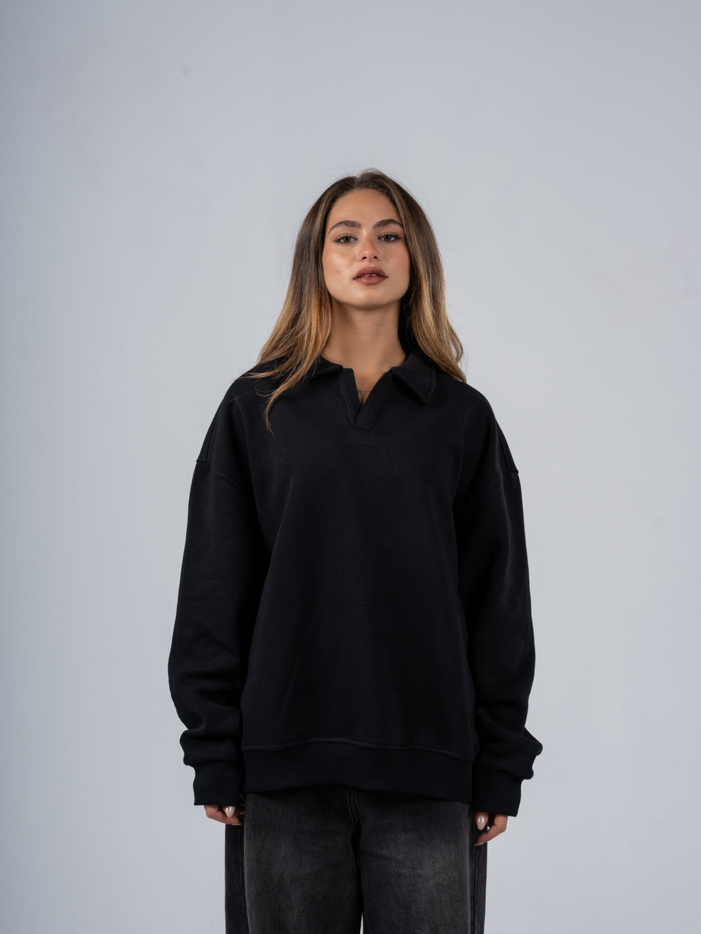 BLACK POLO HOODIE