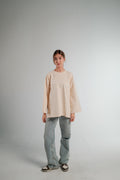 BEIGE LONG SLEEVE OVERSIZED T-SHIRT