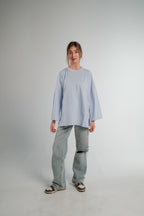 BABY BLUE LONG SLEEVE OVERSIZED T-SHIRT