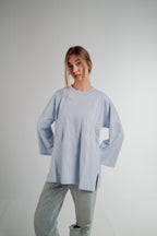 BABY BLUE LONG SLEEVE OVERSIZED T-SHIRT