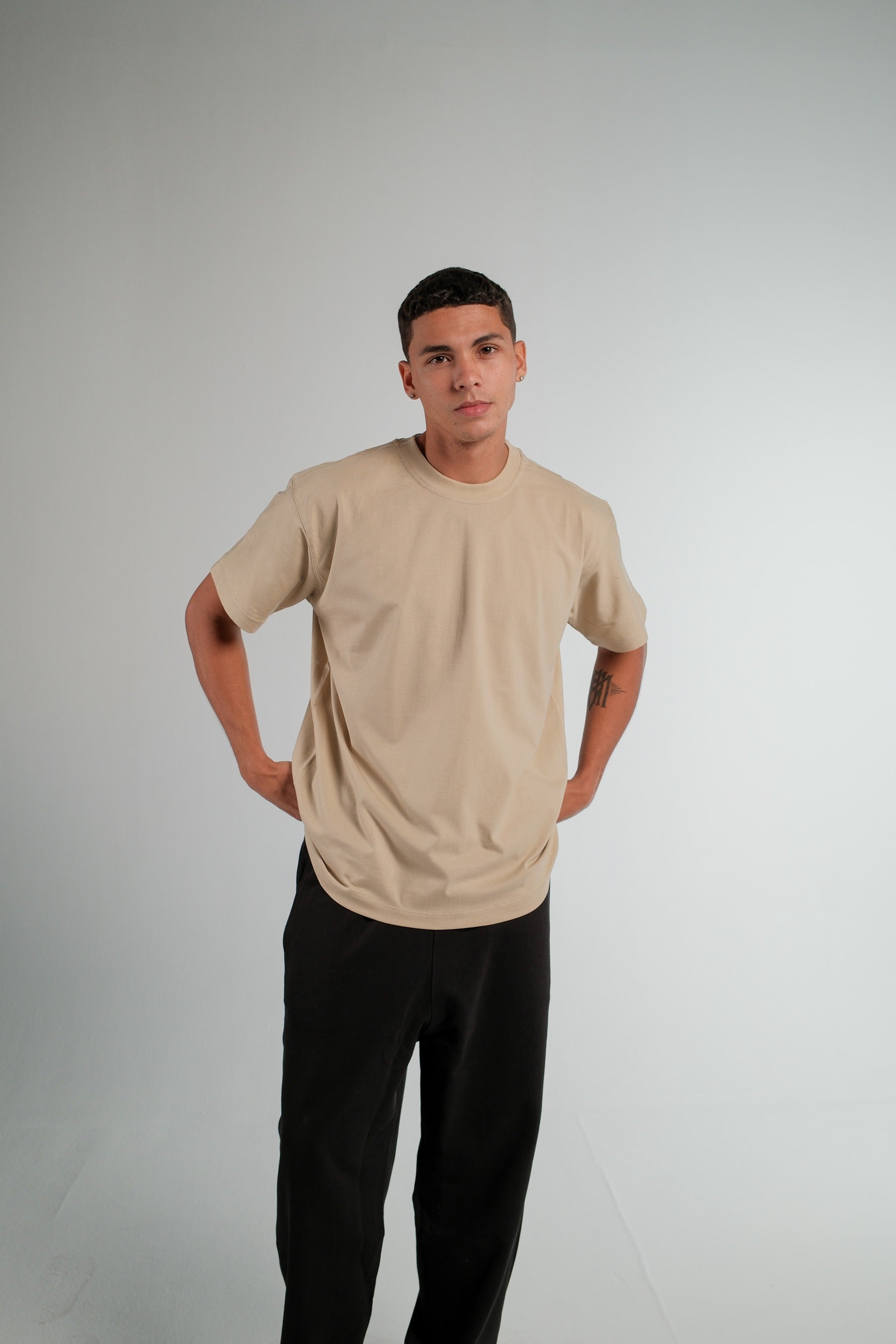 BEIGE RELAXED FIT T-SHIRT HEAVY WEIGHT