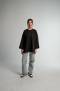 BLACK LONG SLEEVE OVERSIZED T-SHIRT