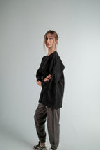 BLACK LONG SLEEVE OVERSIZED T-SHIRT