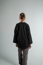 BLACK LONG SLEEVE OVERSIZED T-SHIRT