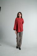 BURGUNDY LONG SLEEVE OVERSIZED T-SHIRT