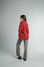 BURGUNDY LONG SLEEVE OVERSIZED T-SHIRT