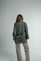OLIVE LONG SLEEVE OVERSIZED T-SHIRT