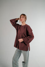 TERRACOTTA LONG SLEEVE OVERSIZED T-SHIRT