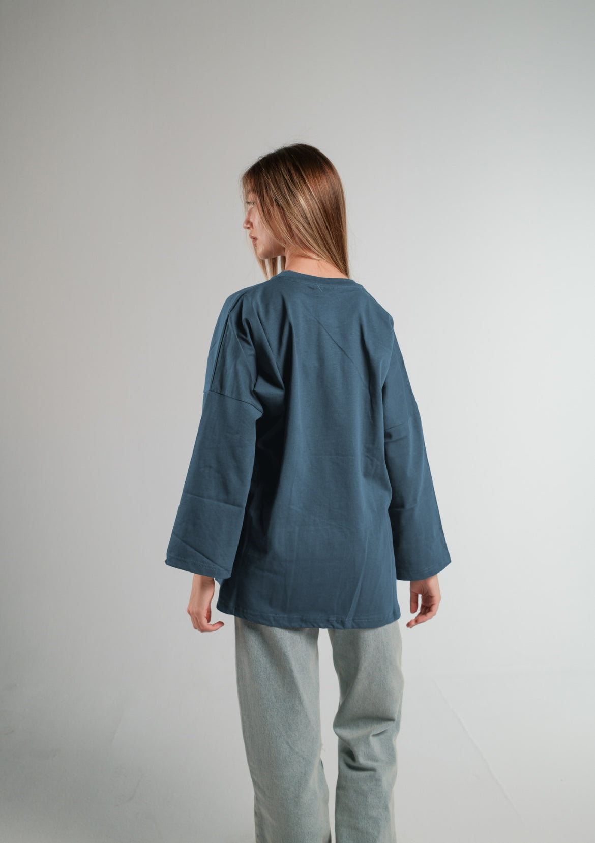 TEAL LONG SLEEVE OVERSIZED T-SHIRT