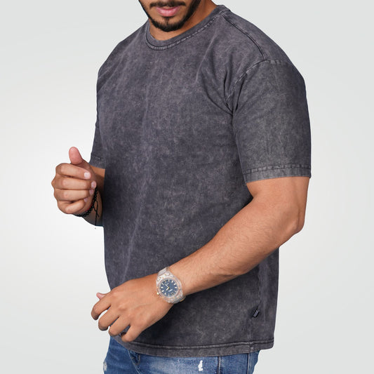 DARK GREY WASHED HEAVY WEIGHT RELAXED FIT T-SHIRT