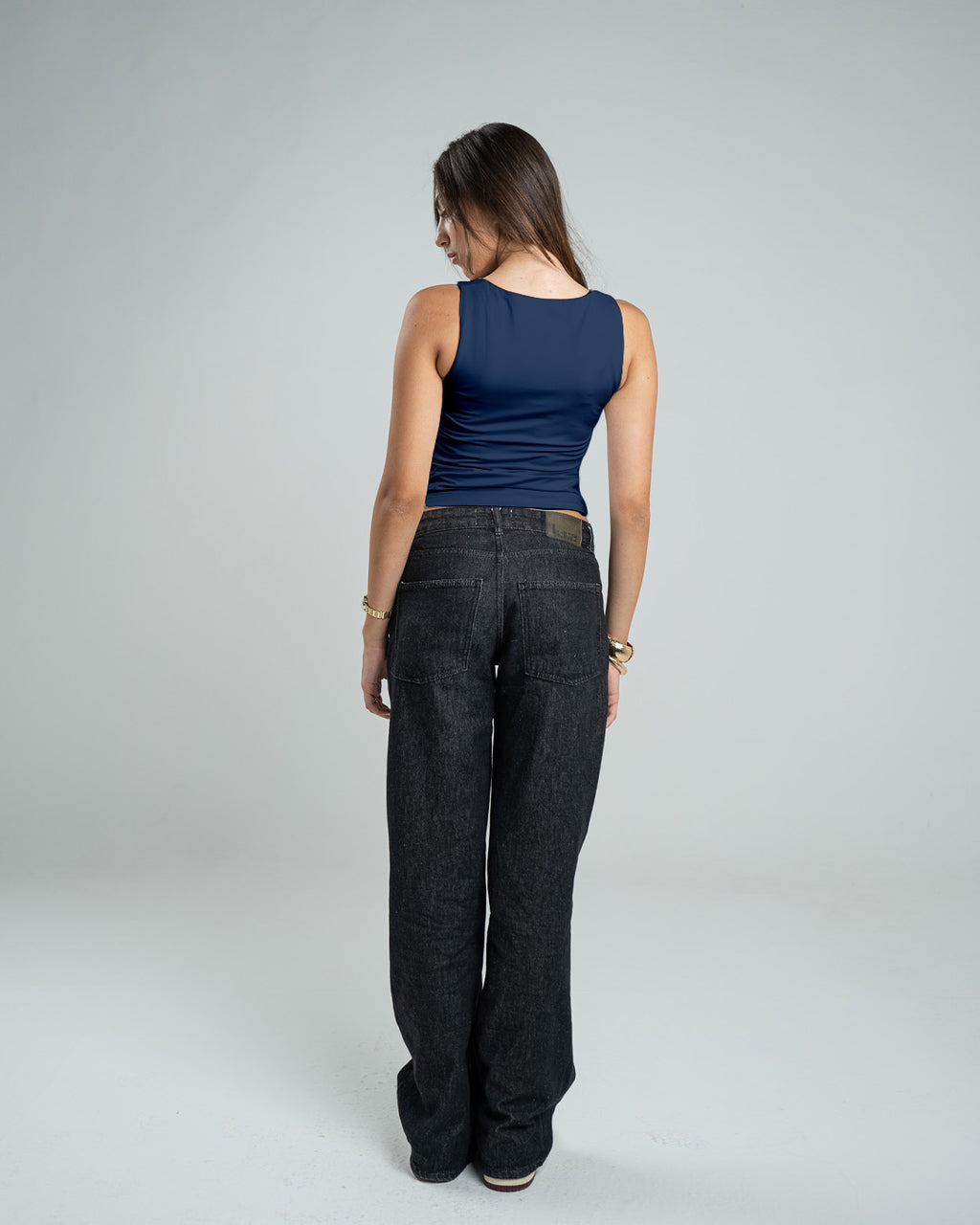 NAVY TANK TOP MICROFIBER WIDE NECK