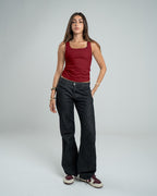 BURGUNDY TANK TOP MICROFIBER WIDE NECK