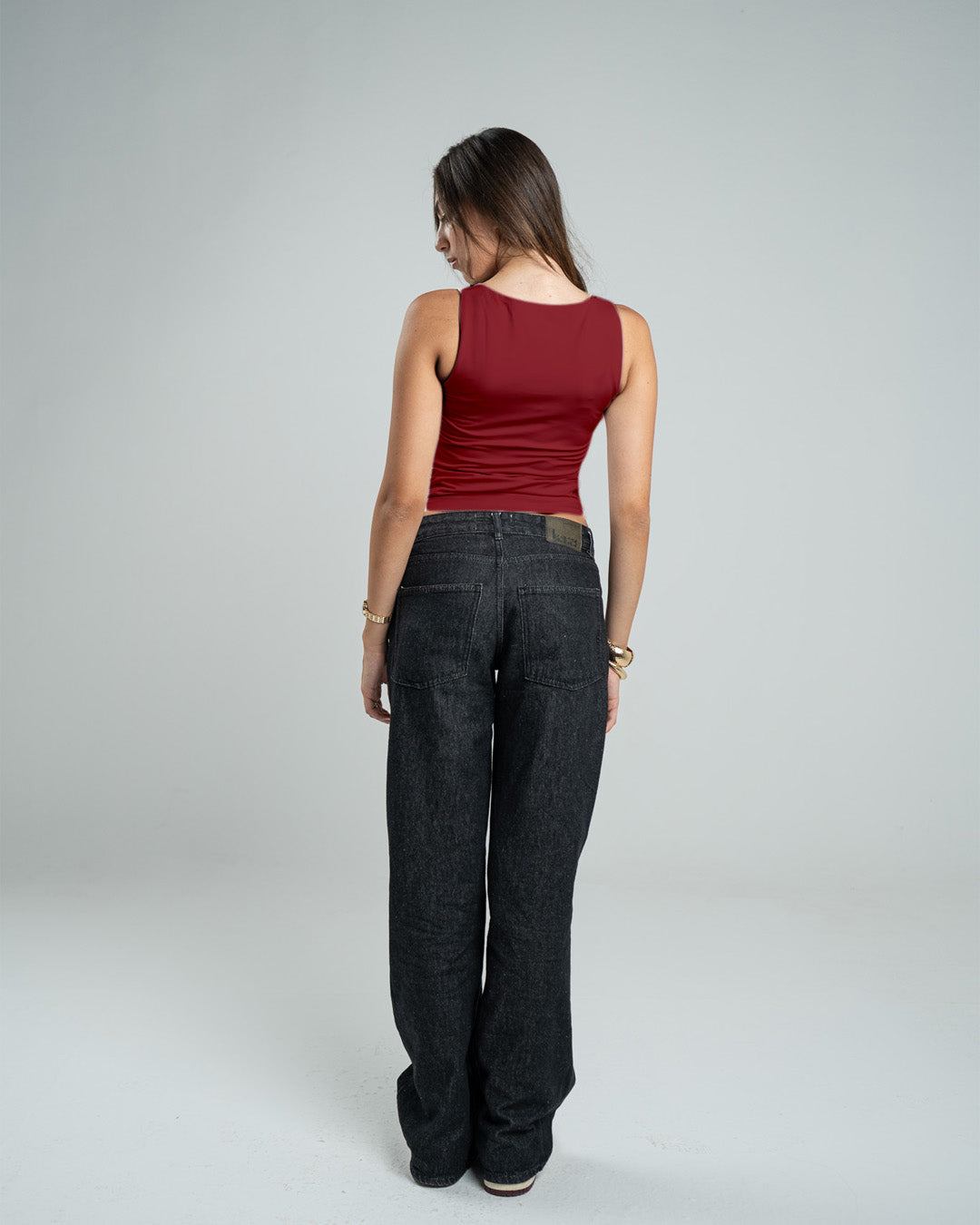 BURGUNDY TANK TOP MICROFIBER WIDE NECK